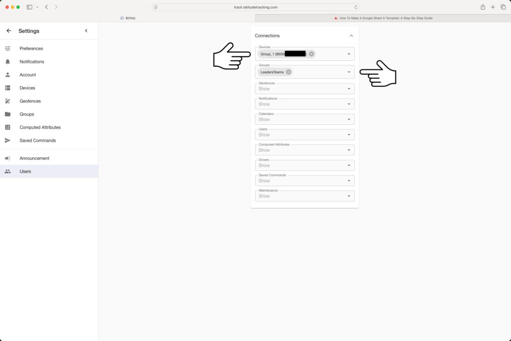 Selecting User Connections to Display Devices and Groups