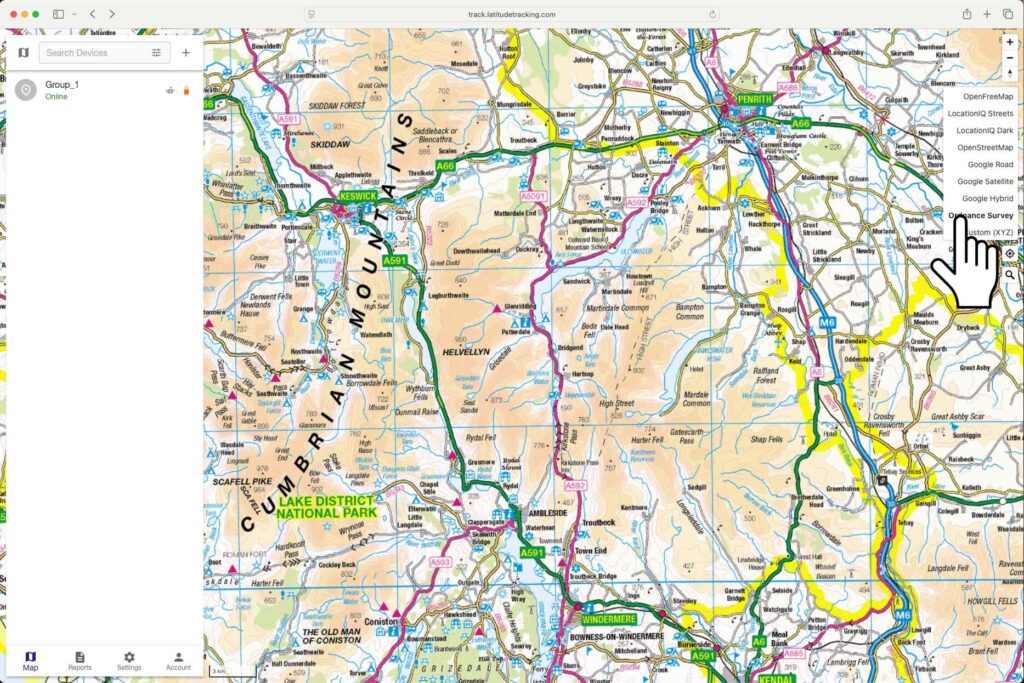 New Map Layer Selected