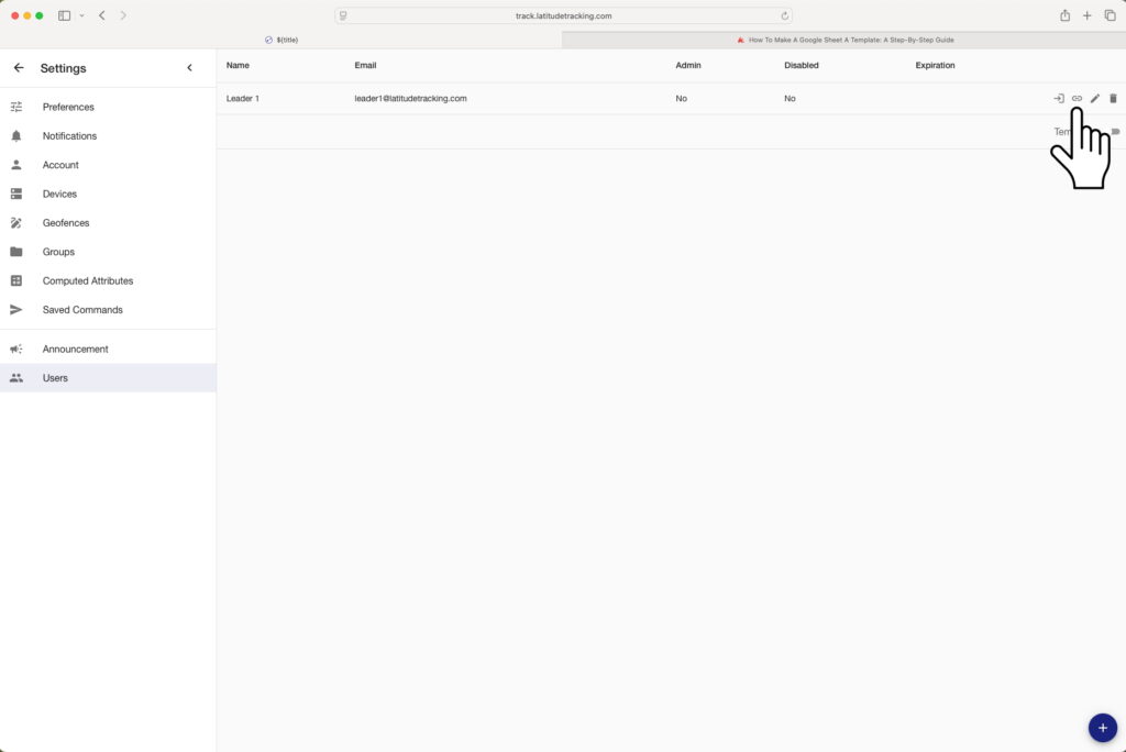 User Connections Button Selection