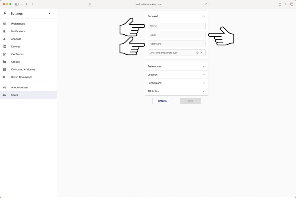 Input the Required New User Details